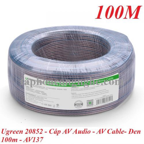 Ugreen 20852 100M Màu Đen Cáp âm thanh loa 150 tim AV137 30020852